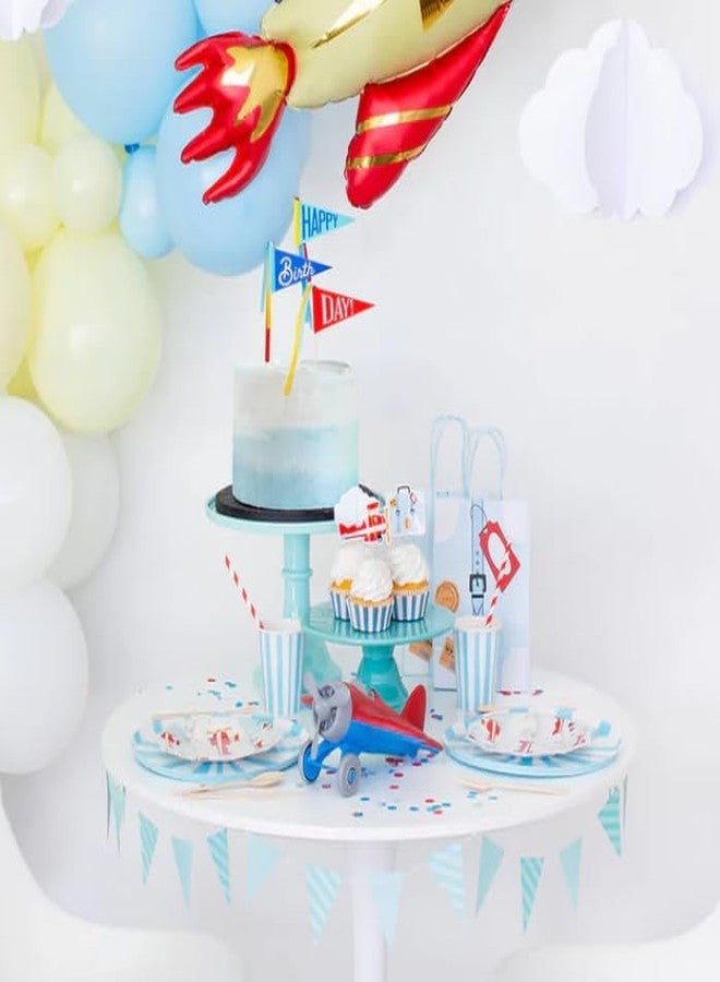 Pooka Airplane Cupcake Toppers (Set of 12) - Airplane Party Decorations for Kids | Transportation Birthday Supplies | Airplane Picks for Cupcakes, Treats & Cakes - Image 5